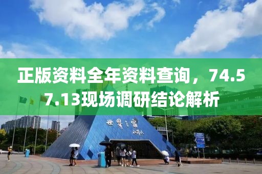 正版资料全年资料查询，74.57.13现场调研结论解析